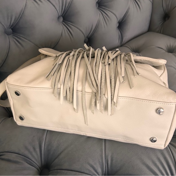 Sam Edelman Beautiful Leather 🤩Michelle Ivory Fringe Satchel Bag - Picture 4 of 10